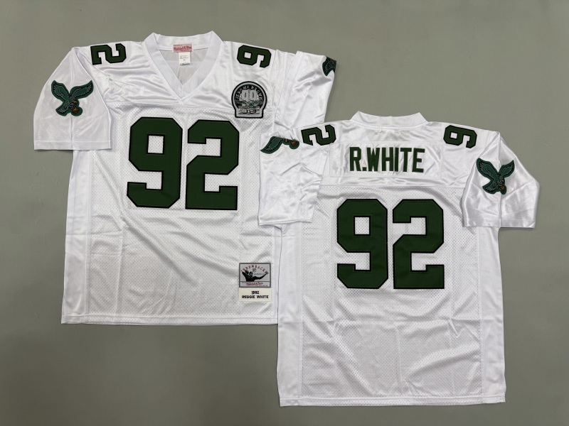 Men 2025 Philadelphia Eagles #92 R.White white Throwback Limited NFL Jersey style 001